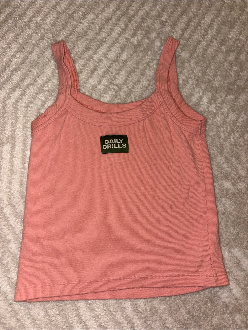 Daily Drills Coral Ribbed Square Neck Tank Top